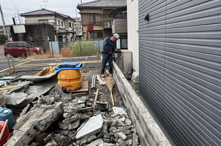 階段ブロック下地工事