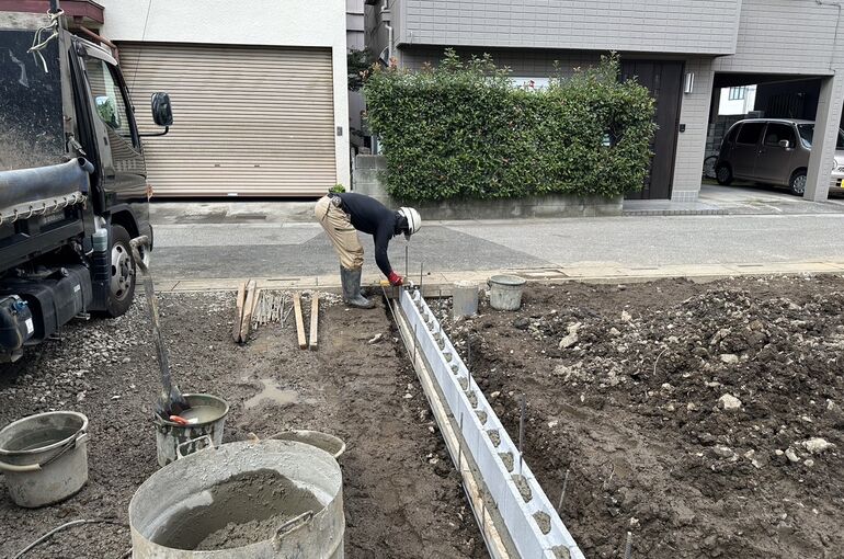 外周ブロック積み工事